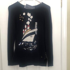 Tommy Hilfiger Black Sweatshirt with Nautical Ship Design